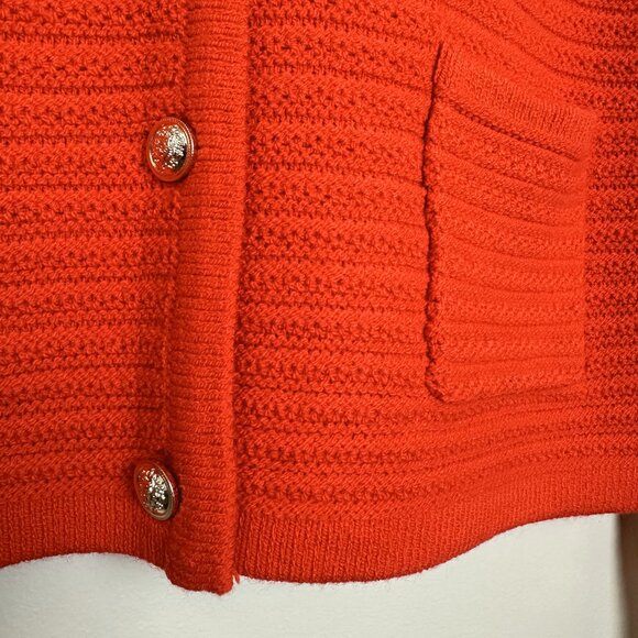 Nanette Lepore Women's Cable Knit Pocket Cardigan Buttons Front Pockets Orange - Picture 3 of 6
